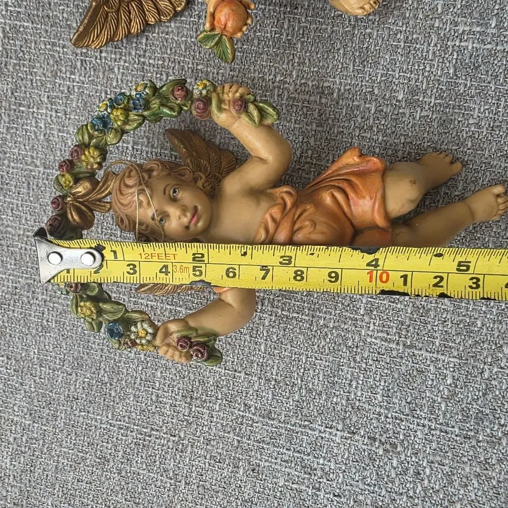 Vtg Angel Cherub Depose Italy 5' Wall Ornaments Hanging Set Of 4 135 136 137 138